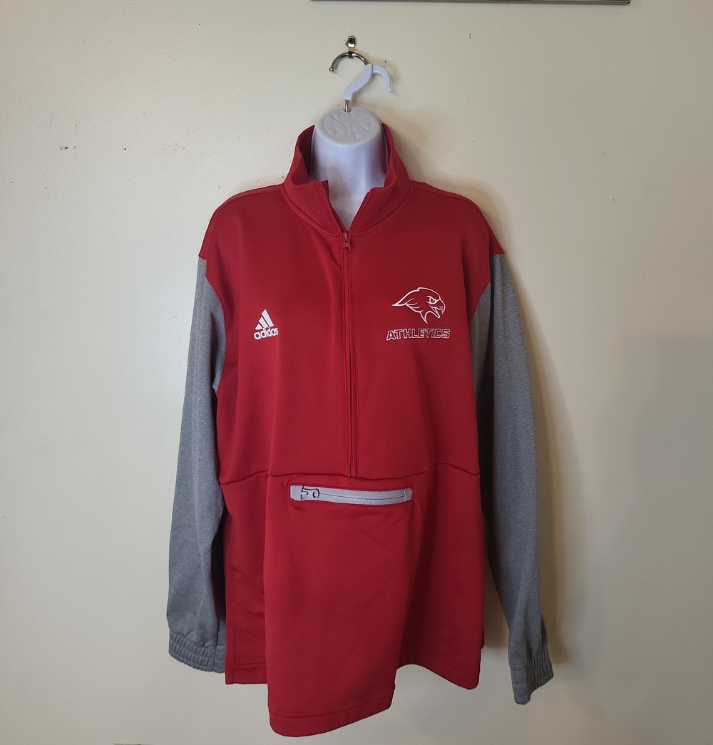 adidas Red and Gray Team Athletics Half-Zip Pullover